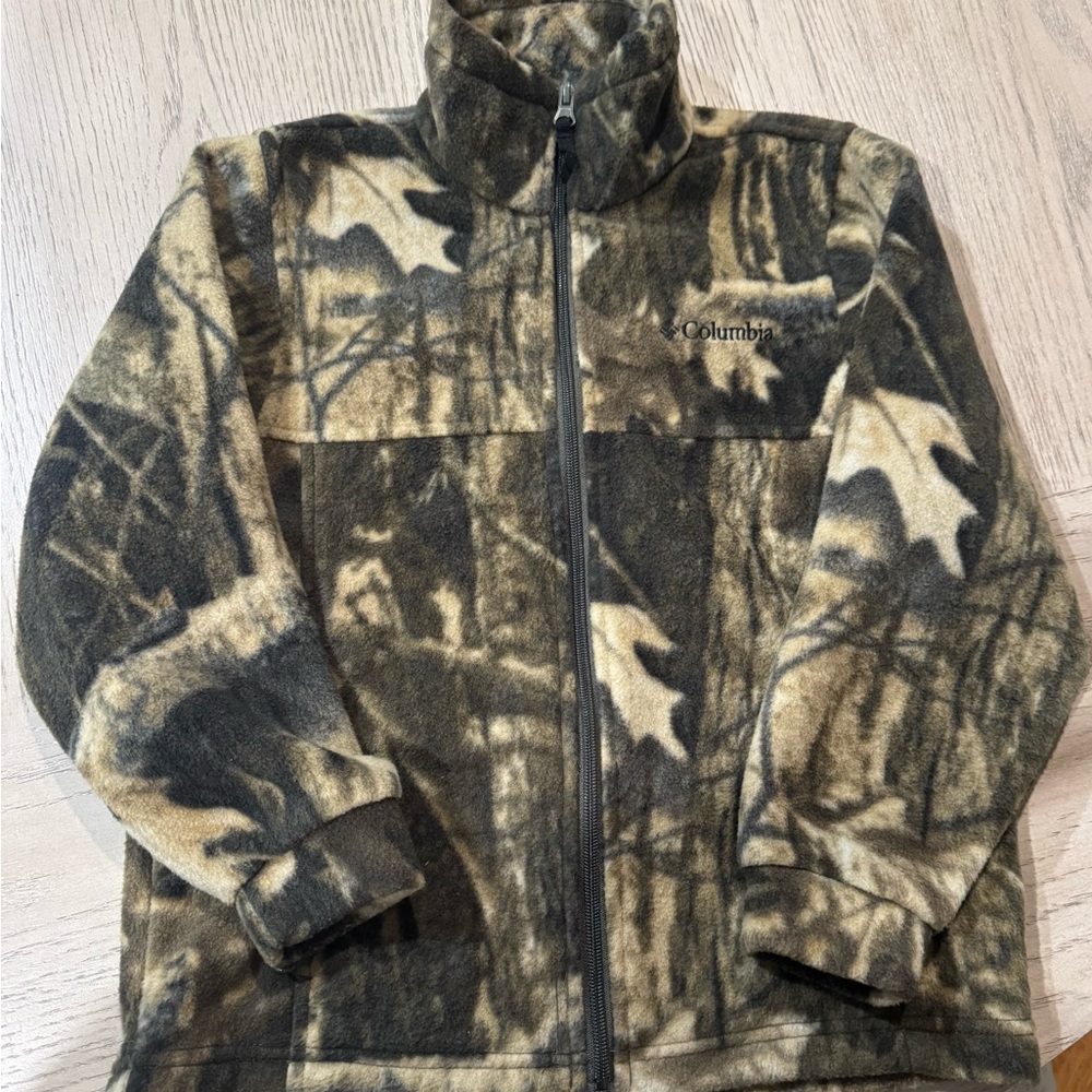 Columbia Youth 8 Woodland Camo Zip‎ Fleece Jacket | Vintage Hunting Outdoors